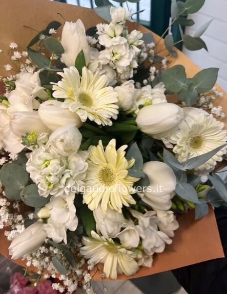 Bouquet gerbere tulipani e fresie